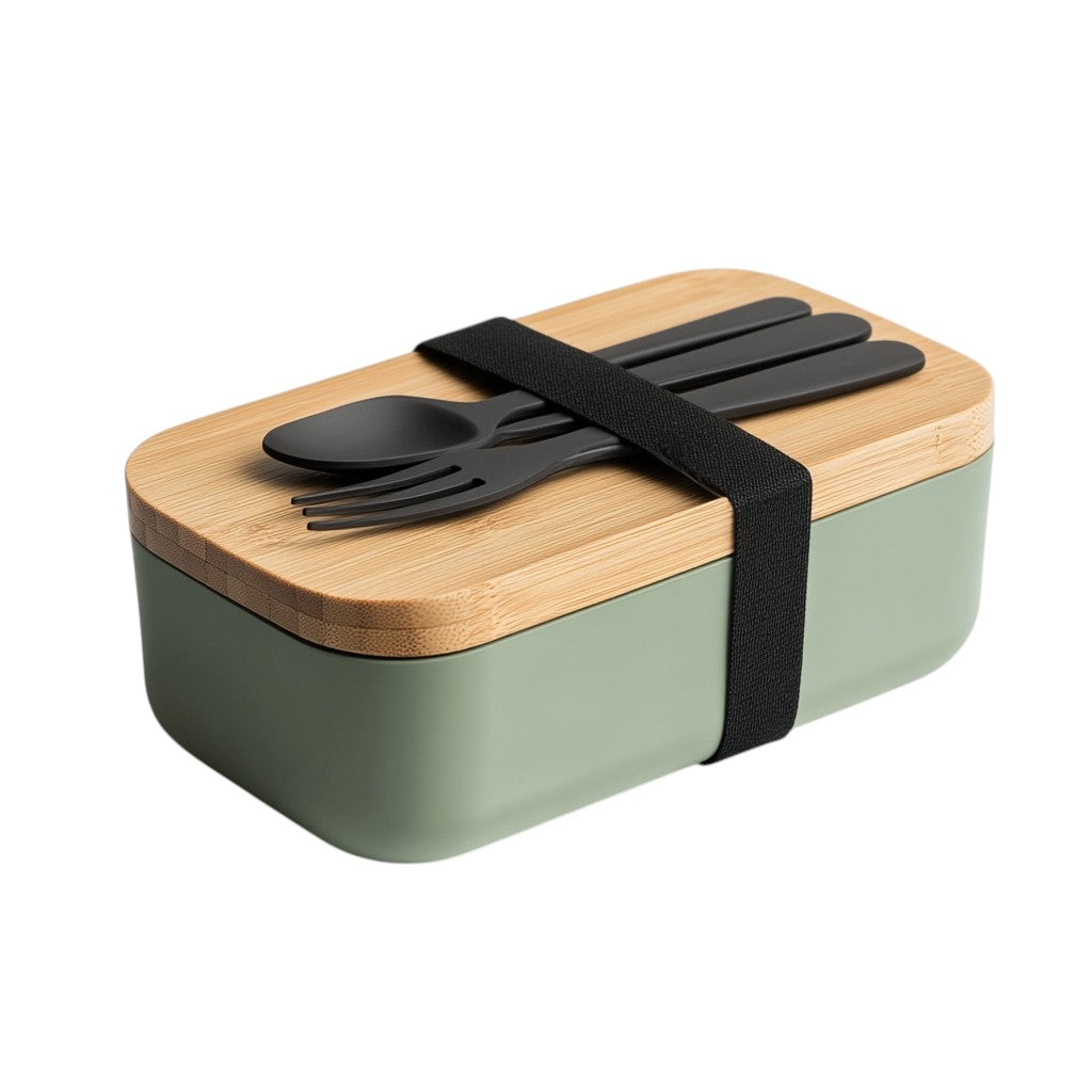 Vokey Leak-Proof Bento Lunch Box - Dual Layer Food Container with Bamboo Lid
